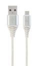 CABLEXPERT Kabel USB 2.0 AM na MicroUSB (AM/BM), 1m, opletený, bílo-stříbrný, blister, PREMIUM QUALITY