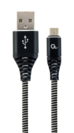 CABLEXPERT Kabel USB 2.0 AM na MicroUSB (AM/BM), 1m, opletený, černo-bílý, blister, PREMIUM QUALITY