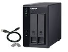 QNAP 2-bay 3.5" SATA HDD USB 3.1 Gen2 10Gbps type-C hardware RAID external enclosure. USB-C to USB-A cable included. Expansion uni