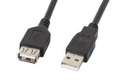 LANBERG USB-A M / F 2.0 kabel 0,7m, černý