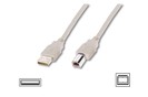 Digitus USB kabel A/samec na B-samec, 2x stíněný, béžový, 3m 
